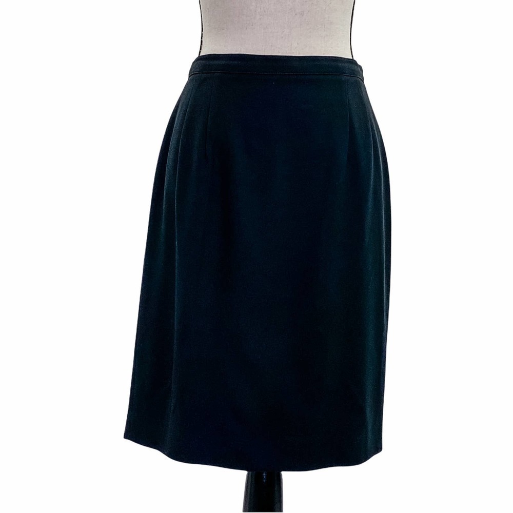 TALBOTS Solid Black Mini Straight, Pencil Size Zipper Career-Wear Skirt